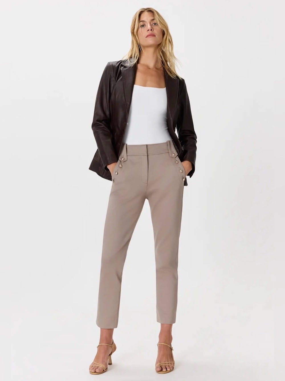NWT Quince Medium Ultra-Stretch Ponte Straight Leg Mariner Pants Morel Gray M